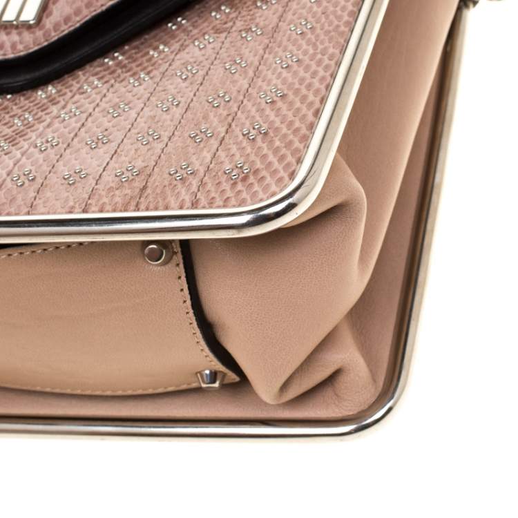 Pre Owned Chloe Beige Python Medium Sally Flap Shoulder Bag