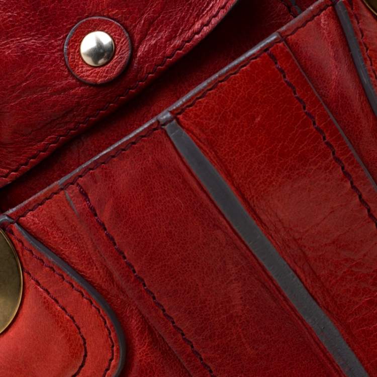 Pre Owned Chloe Red Leather Heloise Satchel