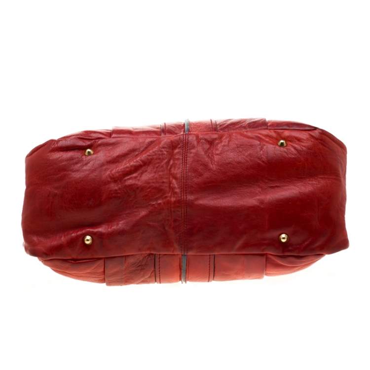 Pre Owned Chloe Red Leather Heloise Satchel