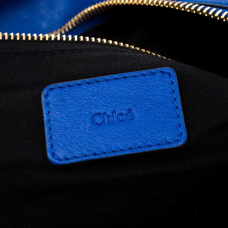 Pre Owned Chloe Blue Leather Milton Triple Chain Hobo 