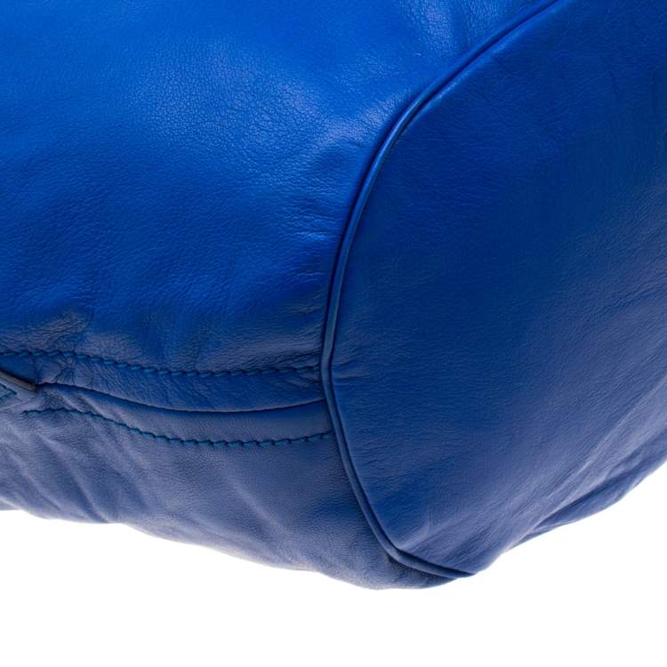 Pre Owned Chloe Blue Leather Milton Triple Chain Hobo 