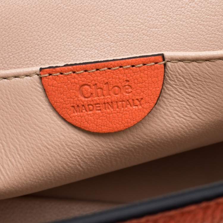 Pre Owned Chloe Coral Orange Leather Medium Elsie Shoulder Bag