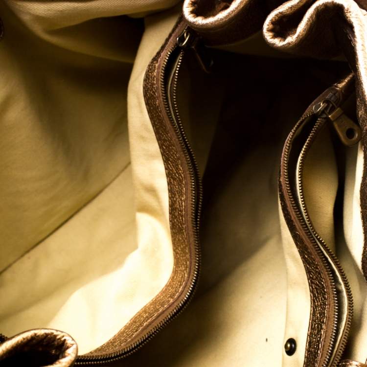 Pre Owned Chloe Metallic Gold Leather Silverado Satchel
