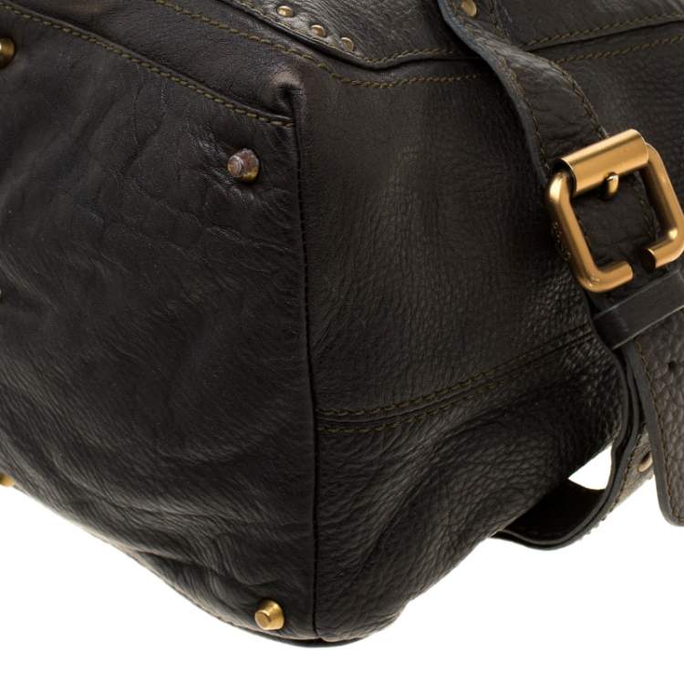 Pre Owned Chloe Deep Dark Green Leather Paddington Hobo