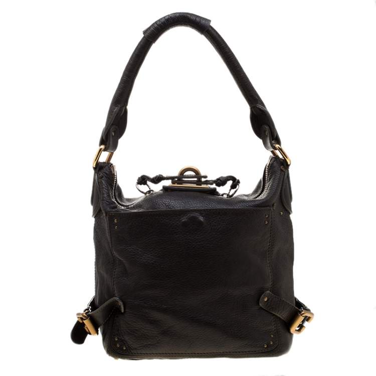 Pre Owned Chloe Deep Dark Green Leather Paddington Hobo