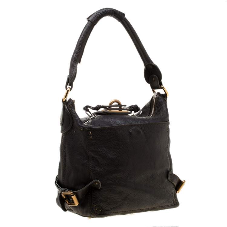 Pre Owned Chloe Deep Dark Green Leather Paddington Hobo