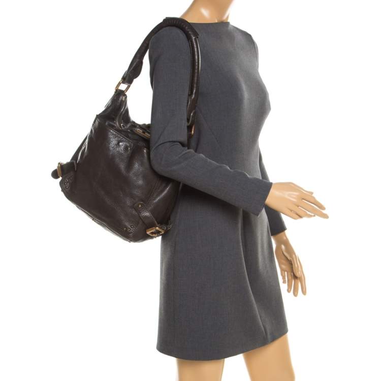 Pre Owned Chloe Deep Dark Green Leather Paddington Hobo