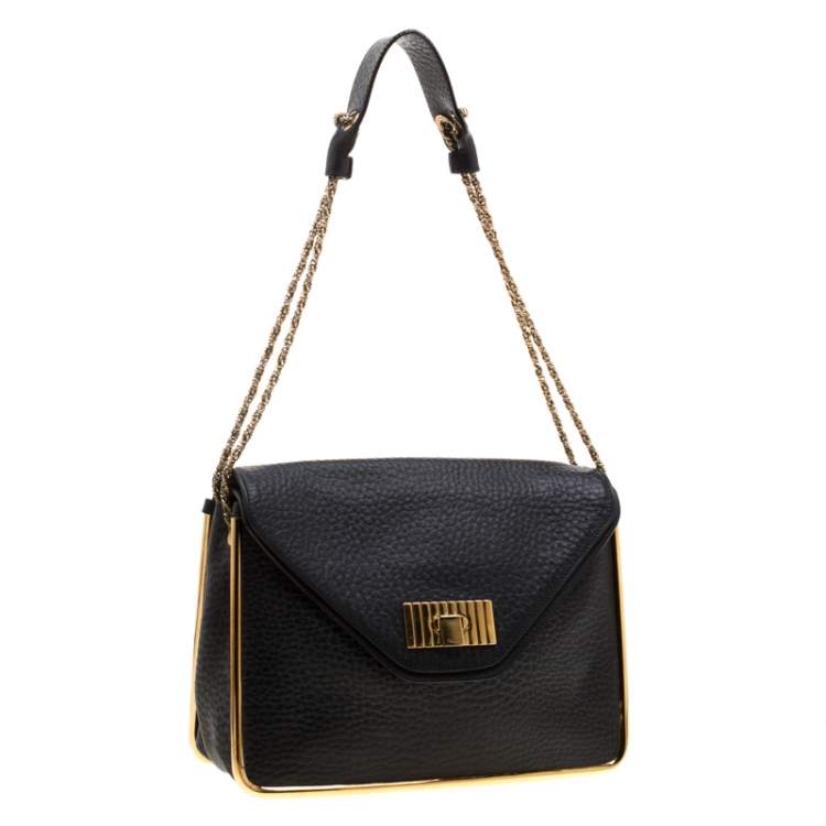 Pre Owned Chloe Black Leather Sally Medium Shoulder Bag