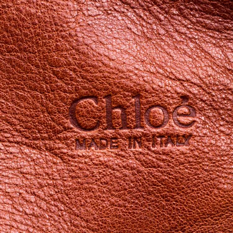 Pre Owned Chloe Brown/Off-White Canvas and Leather Edith Shopper Tote