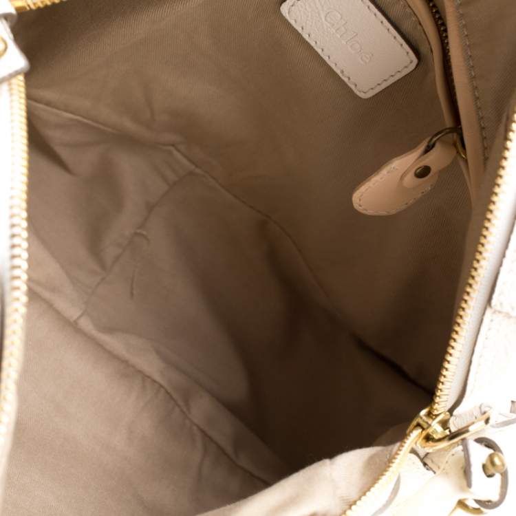 Pre Owned Chloe White Leather Medium Paraty Shoulder Bag