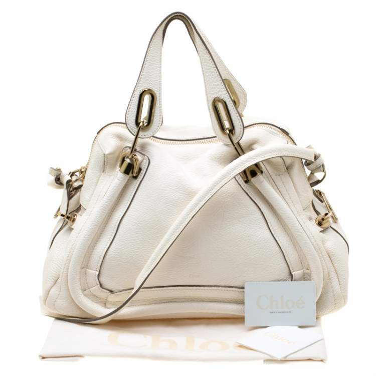 Pre Owned Chloe White Leather Medium Paraty Shoulder Bag