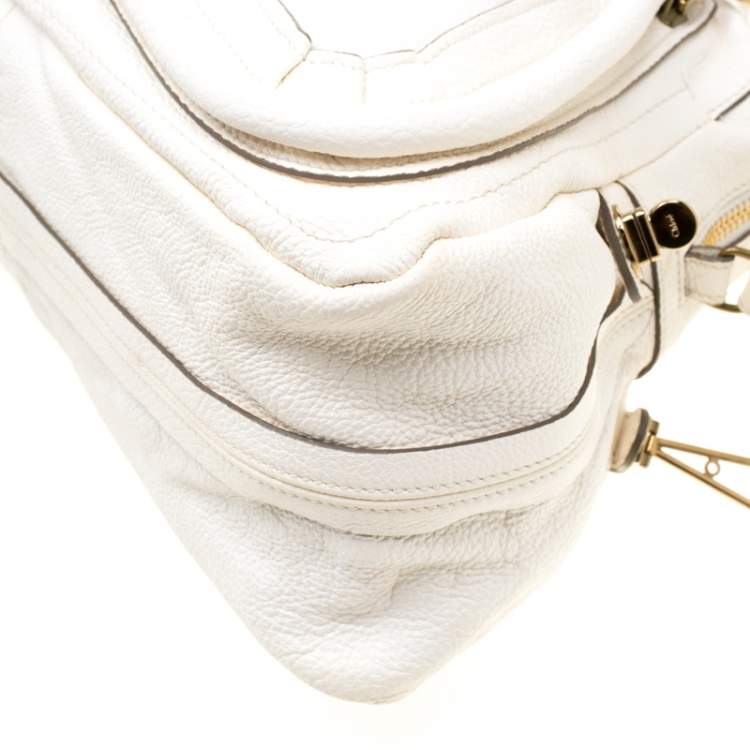 Pre Owned Chloe White Leather Medium Paraty Shoulder Bag