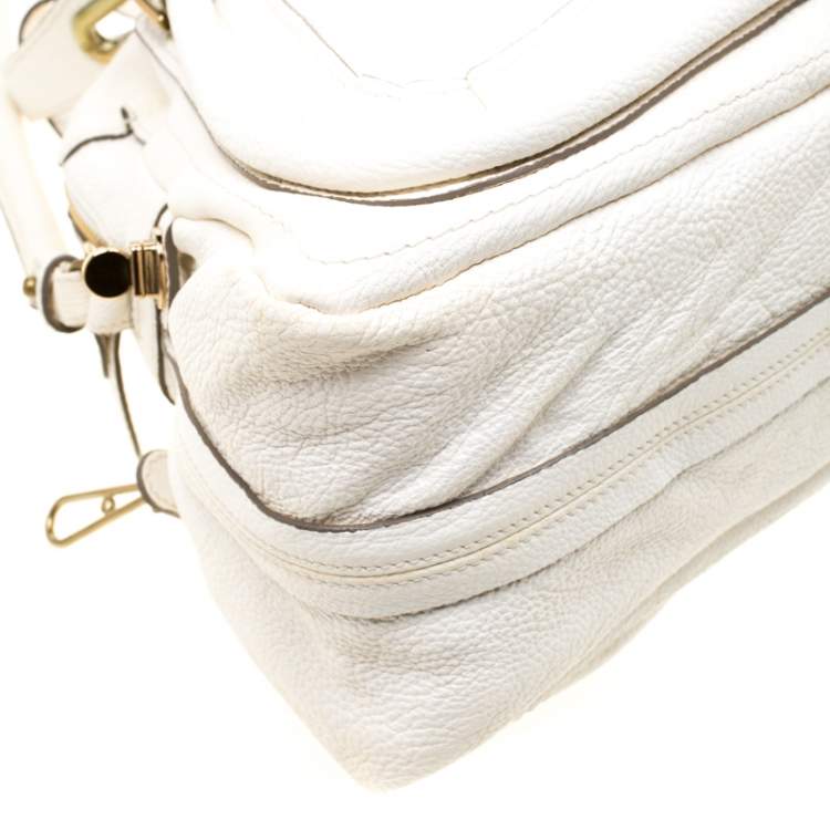 Pre Owned Chloe White Leather Medium Paraty Shoulder Bag