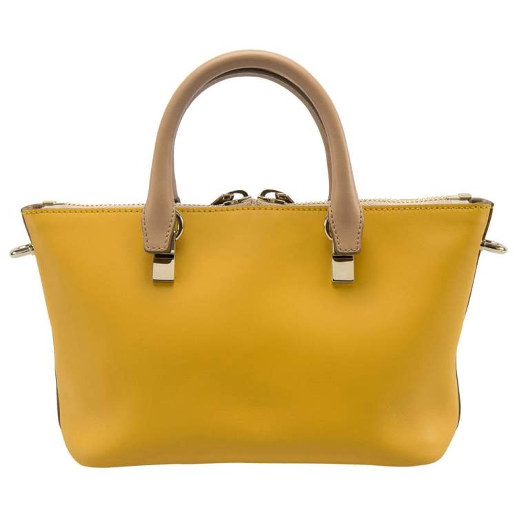 Pre Owned Chloe Mustard/Beige Leather Small Baylee Tote