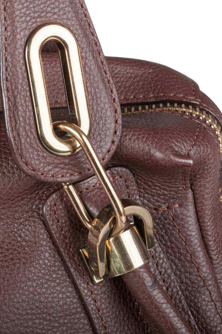Pre Owned Chloe Dark Brown Leather Small Paraty Shoulder Bag