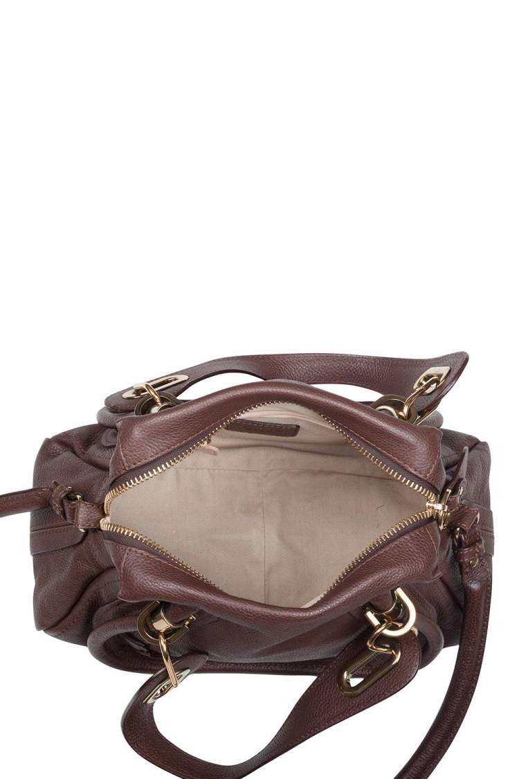 Pre Owned Chloe Dark Brown Leather Small Paraty Shoulder Bag