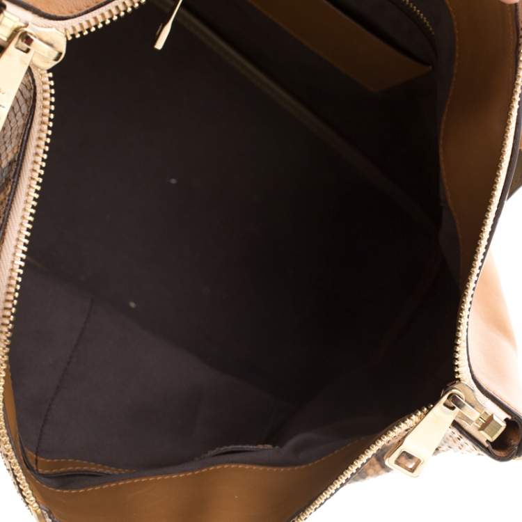 Pre Owned Chloe Tan Phython and Leather Baylee Tote