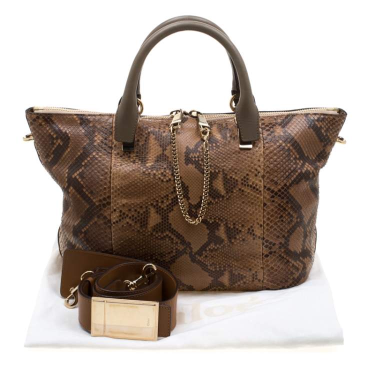 Pre Owned Chloe Tan Phython and Leather Baylee Tote