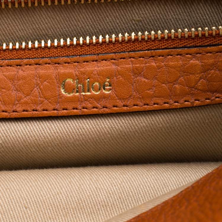Pre Owned Chloe Orange Leather Medium Sally Shoulder Bag