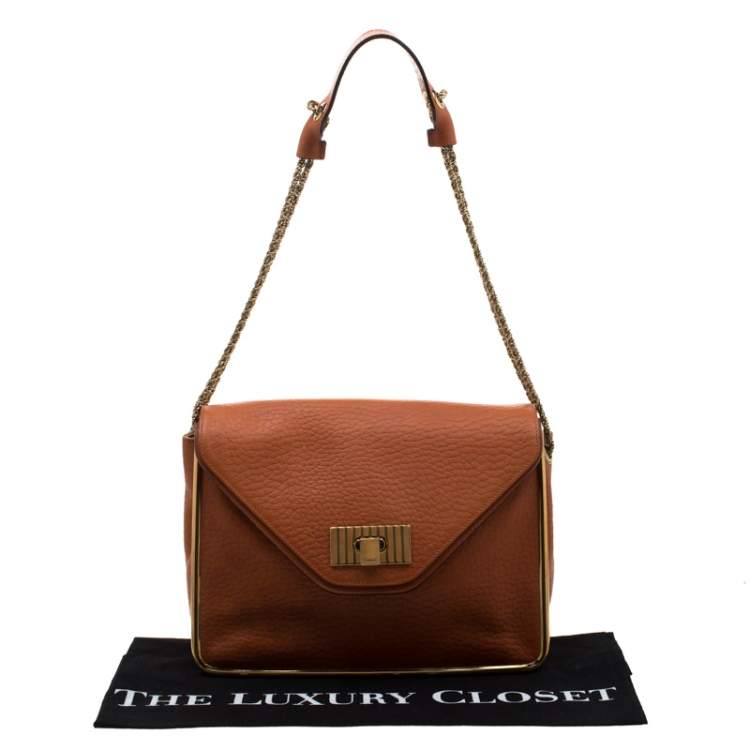 Pre Owned Chloe Orange Leather Medium Sally Shoulder Bag