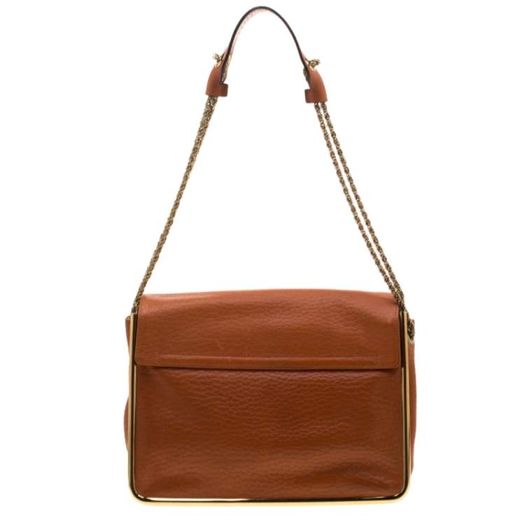 Pre Owned Chloe Orange Leather Medium Sally Shoulder Bag