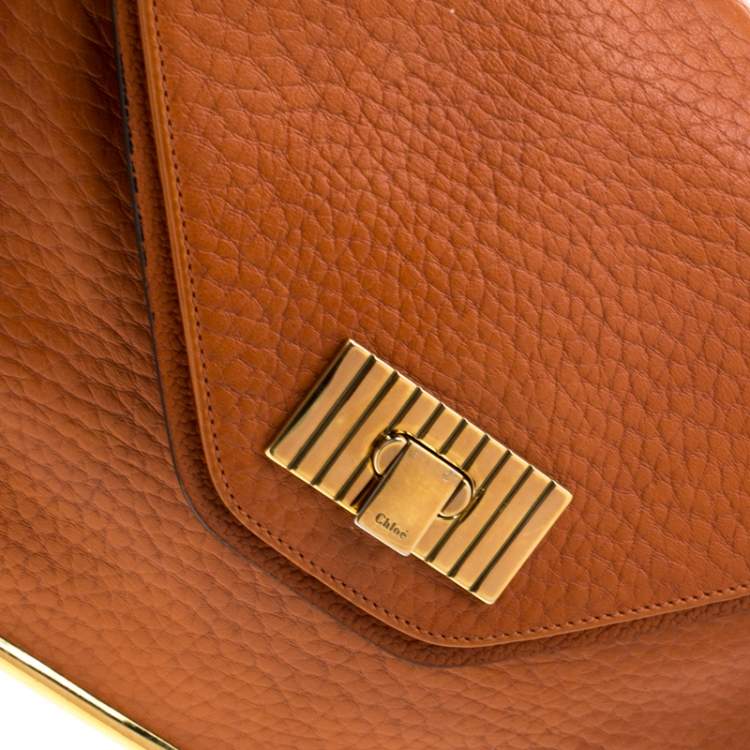 Pre Owned Chloe Orange Leather Medium Sally Shoulder Bag