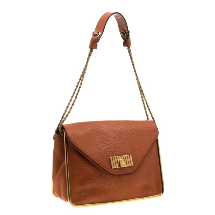 Pre Owned Chloe Orange Leather Medium Sally Shoulder Bag