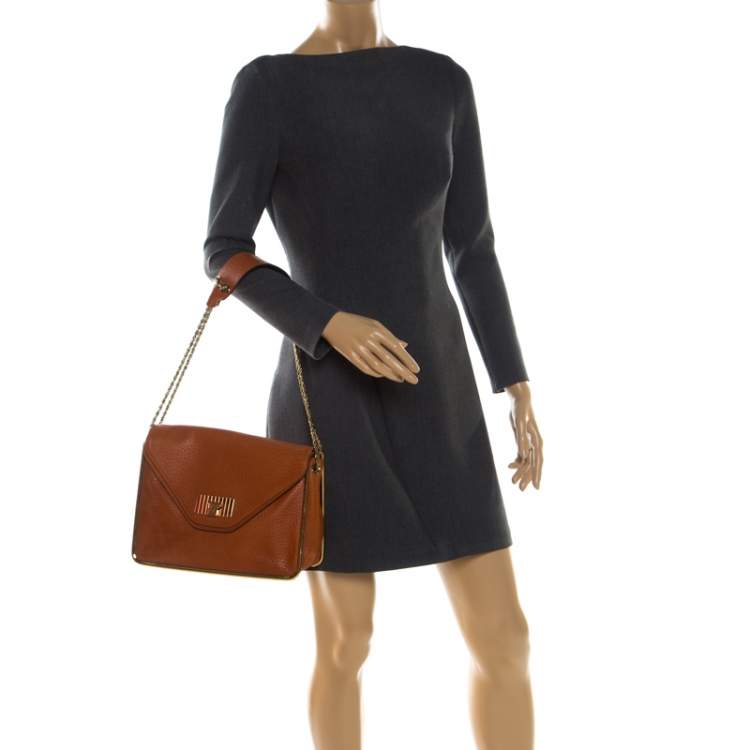 Pre Owned Chloe Orange Leather Medium Sally Shoulder Bag