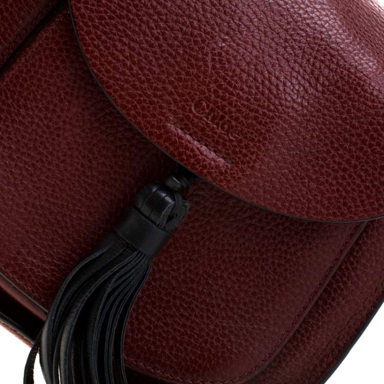 مملوكة مسبقًا Chloe Maroon Leather Mini Hudson Shoulder Bag