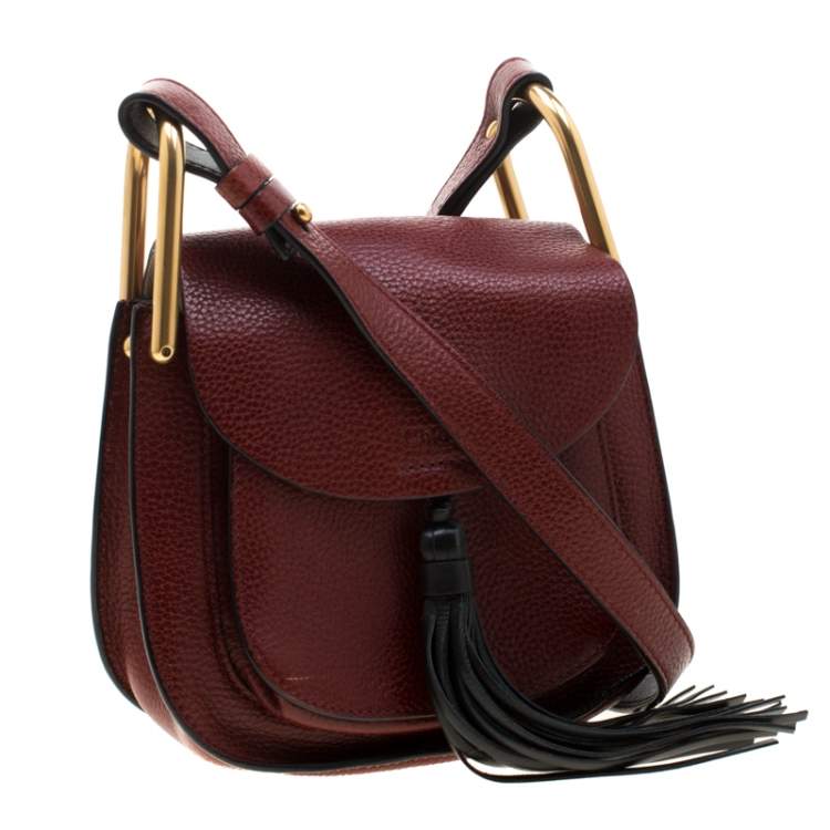مملوكة مسبقًا Chloe Maroon Leather Mini Hudson Shoulder Bag