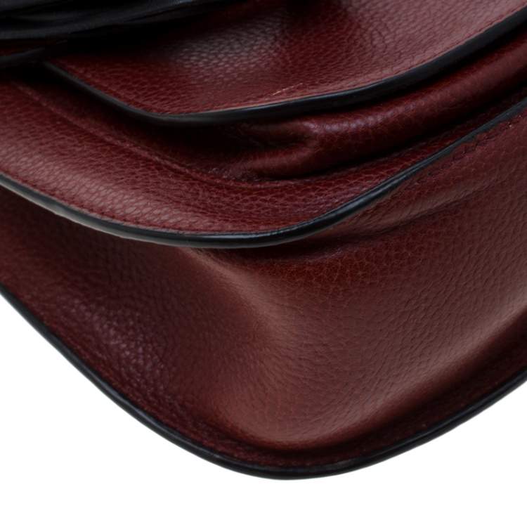 مملوكة مسبقًا Chloe Maroon Leather Mini Hudson Shoulder Bag
