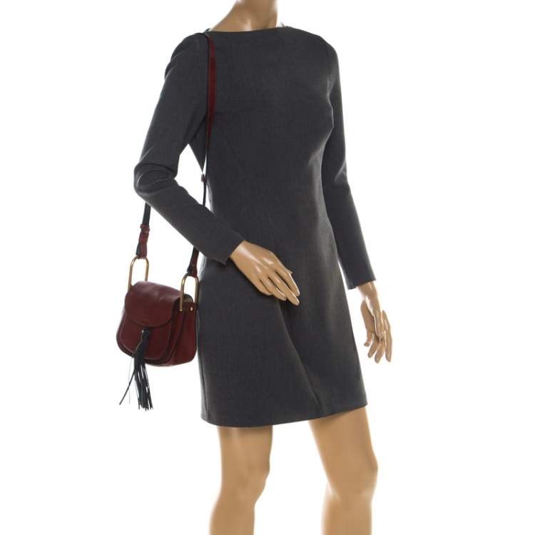 مملوكة مسبقًا Chloe Maroon Leather Mini Hudson Shoulder Bag