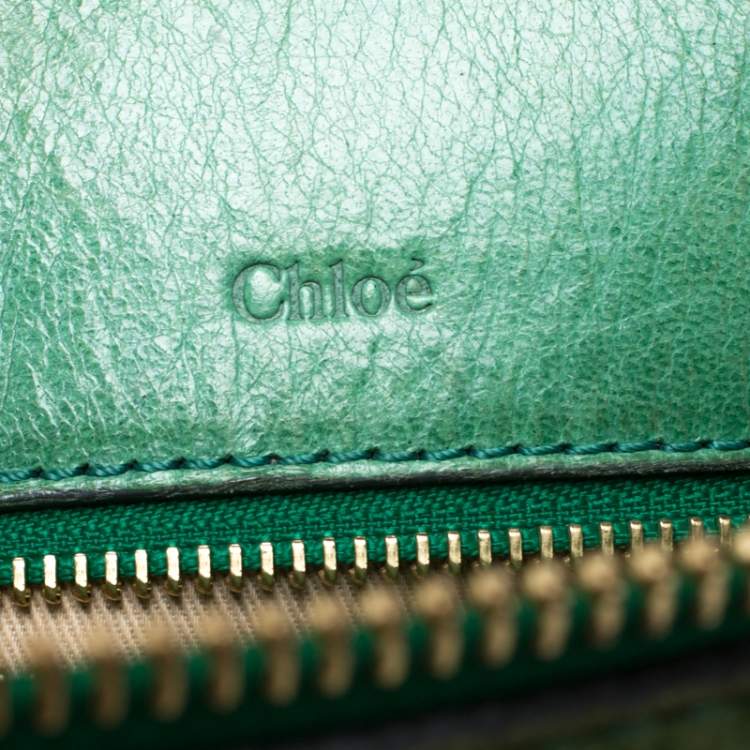 Pre Owned Chloe Green Leather Heloise Satchel 