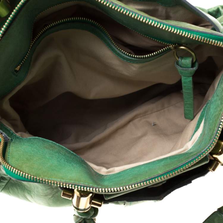 Pre Owned Chloe Green Leather Heloise Satchel 