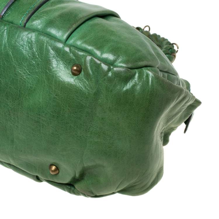 Pre Owned Chloe Green Leather Heloise Satchel 