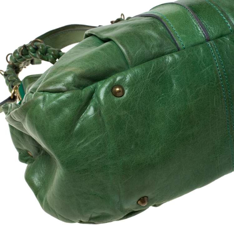 Pre Owned Chloe Green Leather Heloise Satchel 
