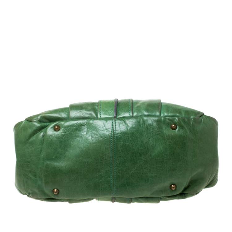 Pre Owned Chloe Green Leather Heloise Satchel 