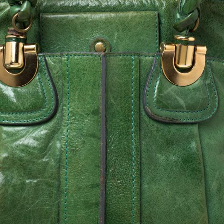 Pre Owned Chloe Green Leather Heloise Satchel 