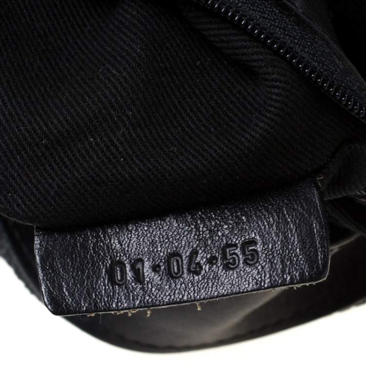 Pre Owned Chloe Black Canvas and Leather Beads Embellished Hobo