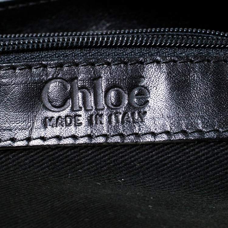 Pre Owned Chloe Black Canvas and Leather Beads Embellished Hobo