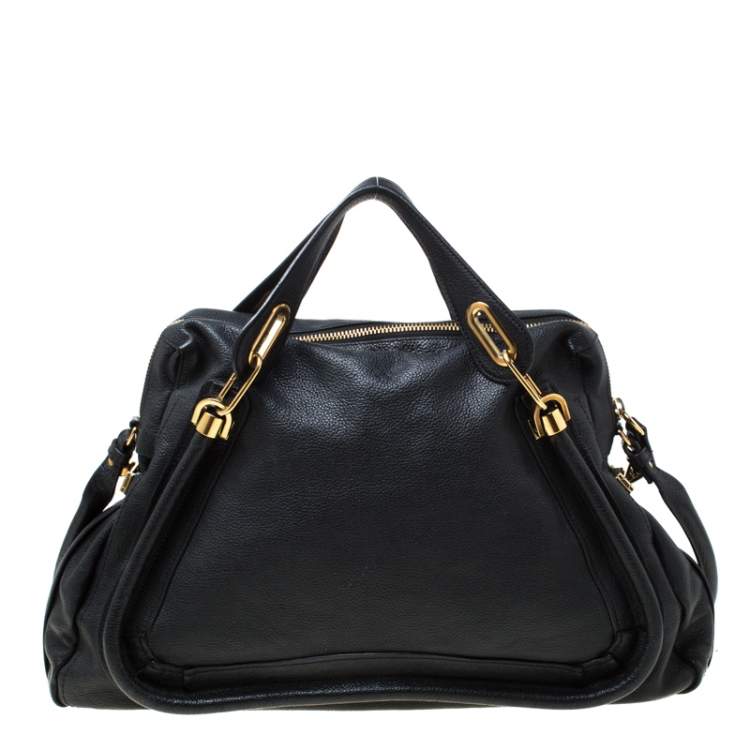 Pre Owned Chloe Black Leather Large Paraty Shoulder Bag