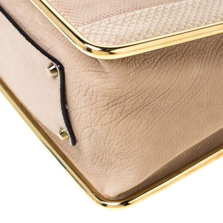Pre Owned Chloe Beige Leather and Python Medium Sally Shoulder Bag