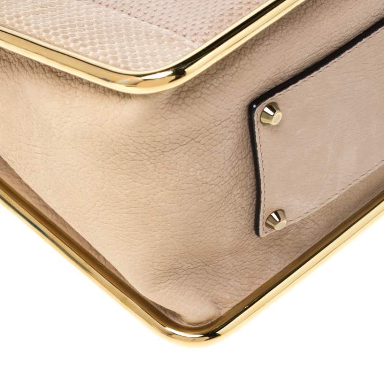 Pre Owned Chloe Beige Leather and Python Medium Sally Shoulder Bag