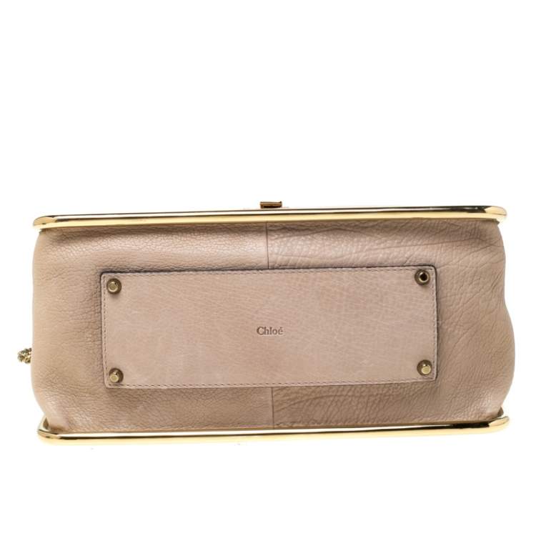 Pre Owned Chloe Beige Leather and Python Medium Sally Shoulder Bag