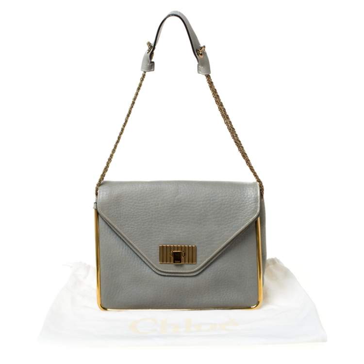Pre Owned Chloe Grey Leather Sally Medium Shoulder Bag