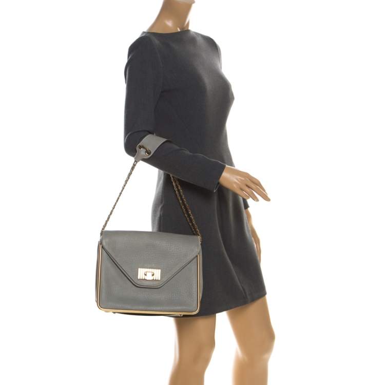 Pre Owned Chloe Grey Leather Sally Medium Shoulder Bag