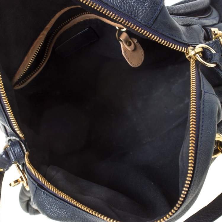 Pre Owned Chloe Navy Blue Leather Medium Paraty Shoulder Bag
