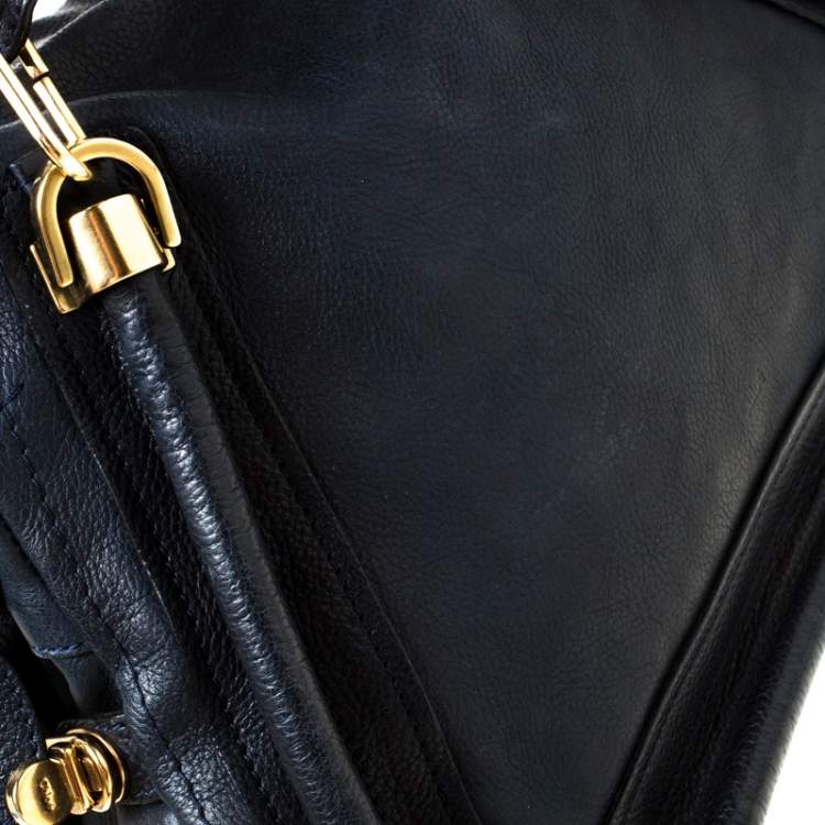 Pre Owned Chloe Navy Blue Leather Medium Paraty Shoulder Bag