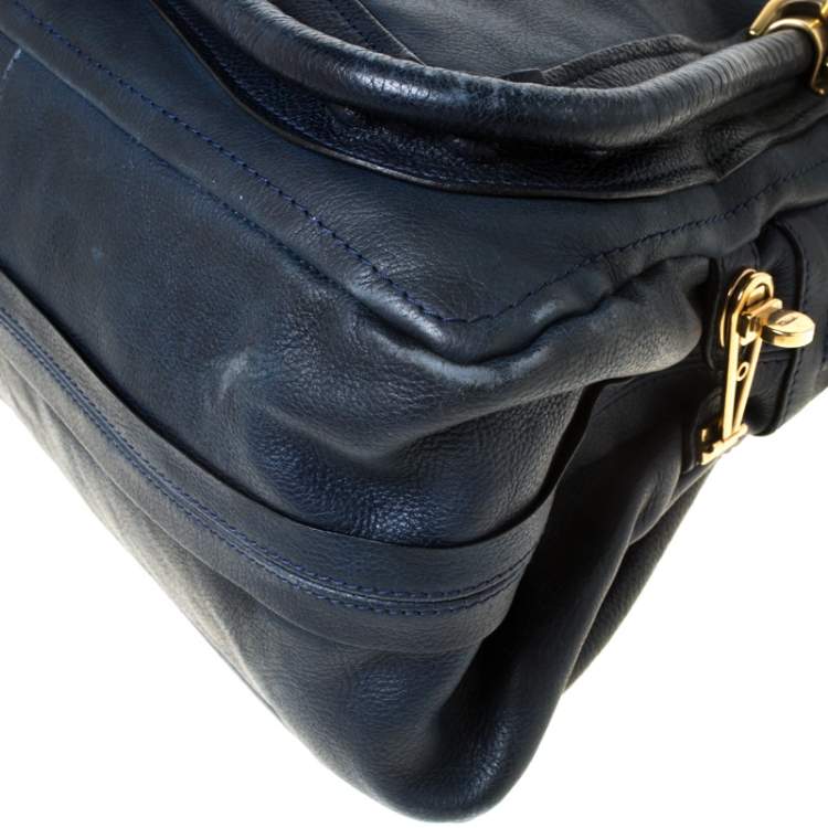 Pre Owned Chloe Navy Blue Leather Medium Paraty Shoulder Bag