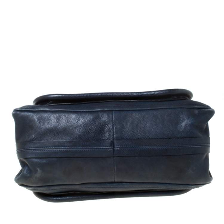 Pre Owned Chloe Navy Blue Leather Medium Paraty Shoulder Bag